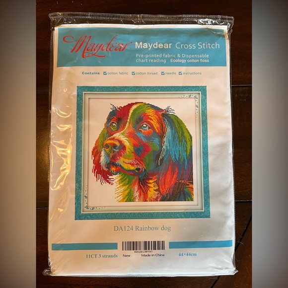 Rainbow Color Dog Stamped Cross Stitch Kit - Picture 4 of 5